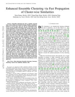 Enhanced Ensemble Clustering via Fast Propagation of Cluster-wise
  Similarities