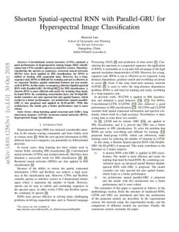 Shorten Spatial-spectral RNN with Parallel-GRU for Hyperspectral Image
  Classification
