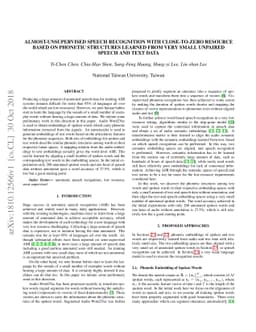 Almost-unsupervised Speech Recognition with Close-to-zero Resource Based
  on Phonetic Structures Learned from Very Small Unpaired Speech and Text Data