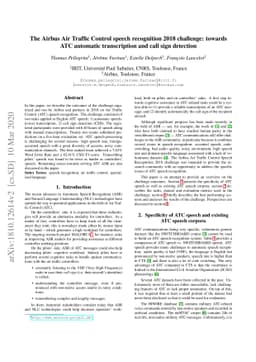 The Airbus Air Traffic Control speech recognition 2018 challenge:
  towards ATC automatic transcription and call sign detection