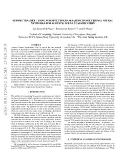 SubSpectralNet - Using Sub-Spectrogram based Convolutional Neural
  Networks for Acoustic Scene Classification