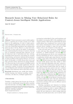 Research Issues in Mining User Behavioral Rules for Context-Aware
  Intelligent Mobile Applications