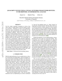 JavaScript Convolutional Neural Networks for Keyword Spotting in the
  Browser: An Experimental Analysis
