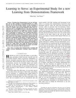 Learning to serve: an experimental study for a new learning from
  demonstrations framework