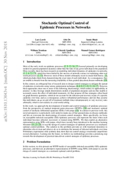 Stochastic Optimal Control of Epidemic Processes in Networks