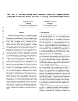 The Effect of Learning Strategy versus Inherent Architecture Properties
  on the Ability of Convolutional Neural Networks to Develop Transformation
  Invariance