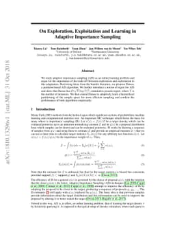 On Exploration, Exploitation and Learning in Adaptive Importance
  Sampling