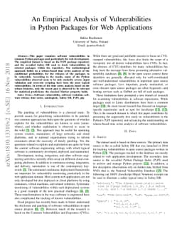 An Empirical Analysis of Vulnerabilities in Python Packages for Web
  Applications