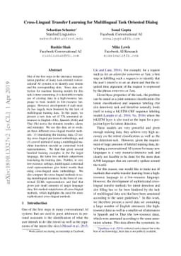 Cross-Lingual Transfer Learning for Multilingual Task Oriented Dialog
