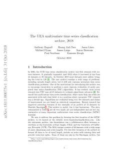The UEA multivariate time series classification archive, 2018