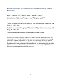 Manifold Learning of Four-dimensional Scanning Transmission Electron
  Microscopy