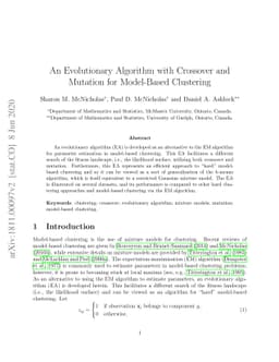 An Evolutionary Algorithm with Crossover and Mutation for Model-Based
  Clustering