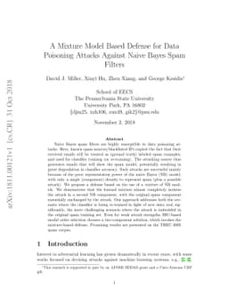 A Mixture Model Based Defense for Data Poisoning Attacks Against Naive
  Bayes Spam Filters