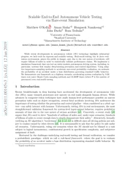 Scalable End-to-End Autonomous Vehicle Testing via Rare-event Simulation