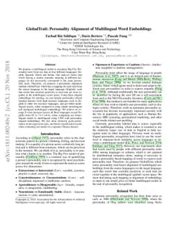 GlobalTrait: Personality Alignment of Multilingual Word Embeddings