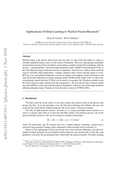 Applications of Deep Learning to Nuclear Fusion Research