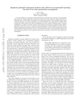 Quantum principal component analysis only achieves an exponential
  speedup because of its state preparation assumptions