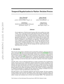 Temporal Regularization in Markov Decision Process