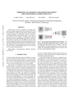Improving CNN Training using Disentanglement for Liver Lesion
  Classification in CT