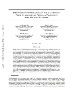 Independent Vector Analysis for Data Fusion Prior to Molecular Property
  Prediction with Machine Learning