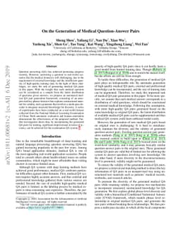 On the Generation of Medical Question-Answer Pairs