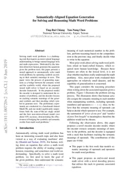 Semantically-Aligned Equation Generation for Solving and Reasoning Math
  Word Problems