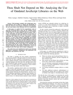 Thou Shalt Not Depend on Me: Analysing the Use of Outdated JavaScript
  Libraries on the Web