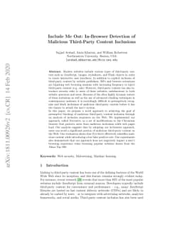 Include Me Out: In-Browser Detection of Malicious Third-Party Content
  Inclusions