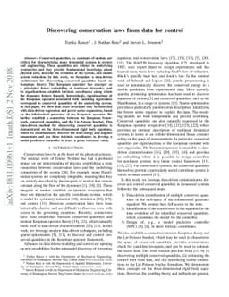 Discovering conservation laws from data for control
