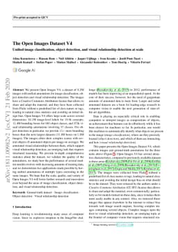 The Open Images Dataset V4: Unified image classification, object
  detection, and visual relationship detection at scale