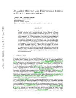Analysing Dropout and Compounding Errors in Neural Language Models
