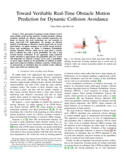 Toward Verifiable Real-Time Obstacle Motion Prediction for Dynamic
  Collision Avoidance