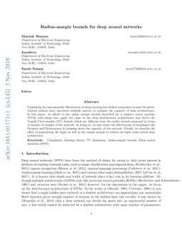 Radius-margin bounds for deep neural networks