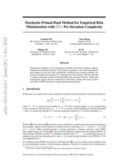 Stochastic Primal-Dual Method for Empirical Risk Minimization with
  $\mathcal{O}(1)$ Per-Iteration Complexity