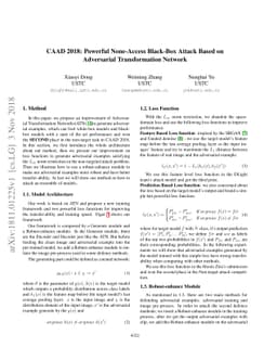 CAAD 2018: Powerful None-Access Black-Box Attack Based on Adversarial
  Transformation Network