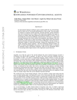 Wizard of Wikipedia: Knowledge-Powered Conversational agents