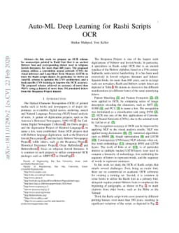 Auto-ML Deep Learning for Rashi Scripts OCR