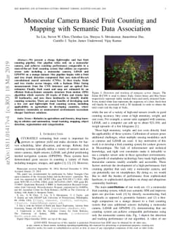Monocular Camera Based Fruit Counting and Mapping with Semantic Data
  Association