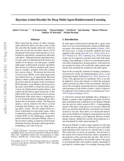 Bayesian Action Decoder for Deep Multi-Agent Reinforcement Learning