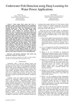 Underwater Fish Detection using Deep Learning for Water Power
  Applications