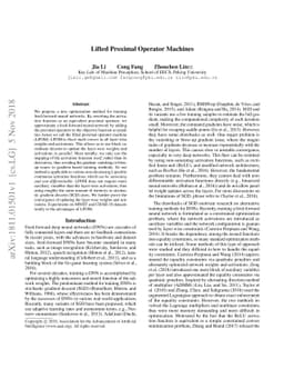 Lifted Proximal Operator Machines