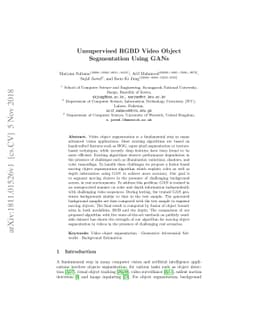 Unsupervised RGBD Video Object Segmentation Using GANs