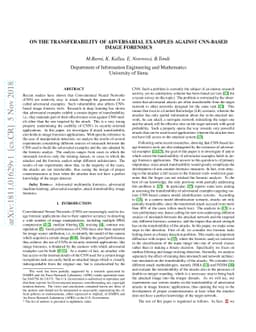 On the Transferability of Adversarial Examples Against CNN-Based Image
  Forensics