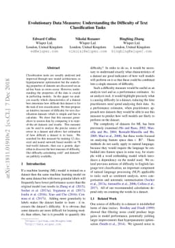 Evolutionary Data Measures: Understanding the Difficulty of Text
  Classification Tasks