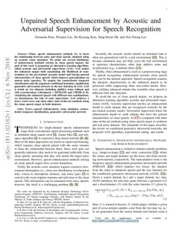 Unpaired Speech Enhancement by Acoustic and Adversarial Supervision for
  Speech Recognition