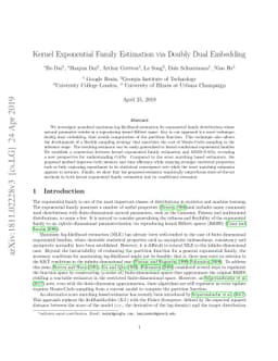 Kernel Exponential Family Estimation via Doubly Dual Embedding