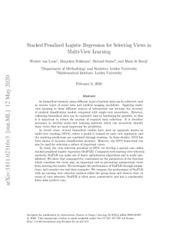 Stacked Penalized Logistic Regression for Selecting Views in Multi-View
  Learning