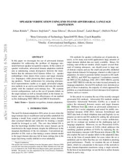 Speaker verification using end-to-end adversarial language adaptation
