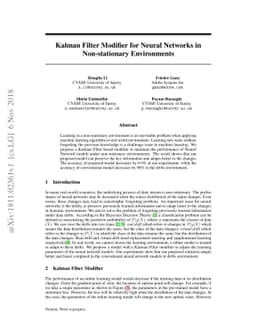 Kalman Filter Modifier for Neural Networks in Non-stationary
  Environments