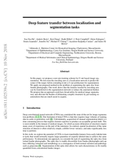 Deep feature transfer between localization and segmentation tasks